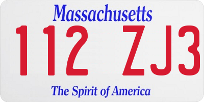 MA license plate 112ZJ3