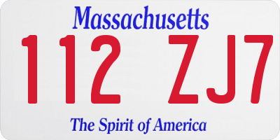 MA license plate 112ZJ7