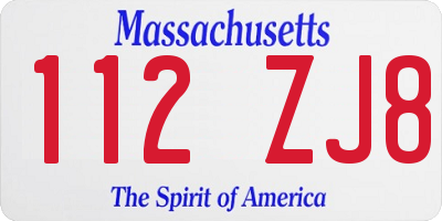 MA license plate 112ZJ8
