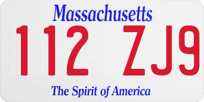 MA license plate 112ZJ9
