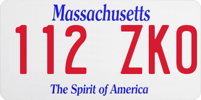 MA license plate 112ZK0