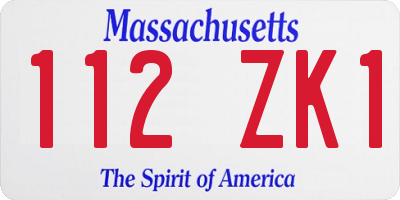 MA license plate 112ZK1
