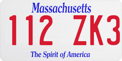 MA license plate 112ZK3
