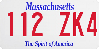 MA license plate 112ZK4