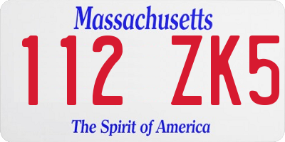 MA license plate 112ZK5