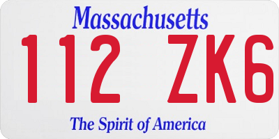 MA license plate 112ZK6