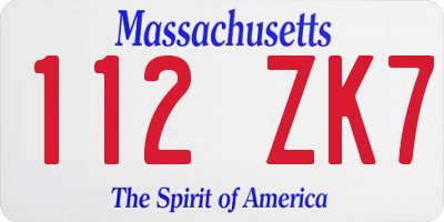 MA license plate 112ZK7