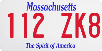 MA license plate 112ZK8