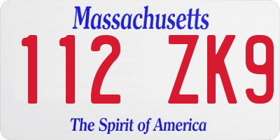 MA license plate 112ZK9