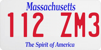 MA license plate 112ZM3