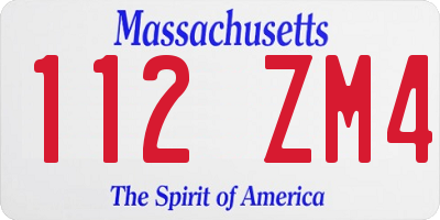 MA license plate 112ZM4