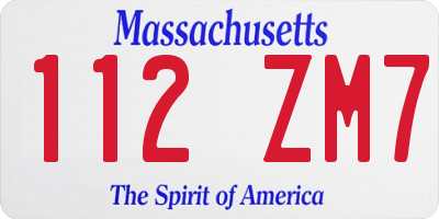 MA license plate 112ZM7