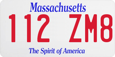 MA license plate 112ZM8