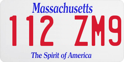 MA license plate 112ZM9