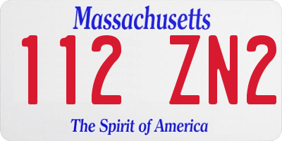 MA license plate 112ZN2