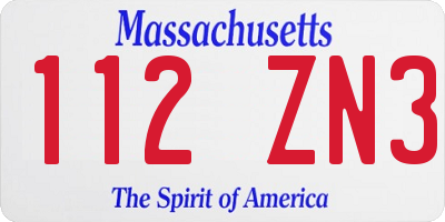 MA license plate 112ZN3