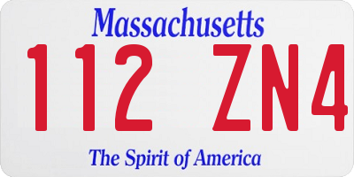 MA license plate 112ZN4