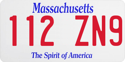 MA license plate 112ZN9