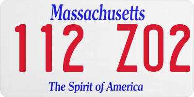 MA license plate 112ZO2