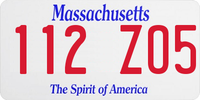 MA license plate 112ZO5