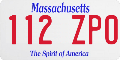 MA license plate 112ZP0