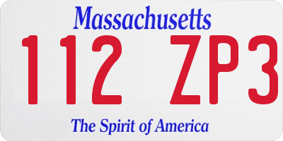 MA license plate 112ZP3
