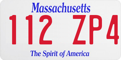 MA license plate 112ZP4