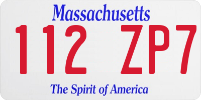 MA license plate 112ZP7