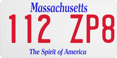 MA license plate 112ZP8