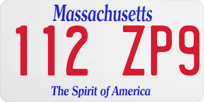 MA license plate 112ZP9