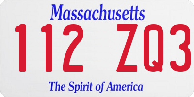 MA license plate 112ZQ3