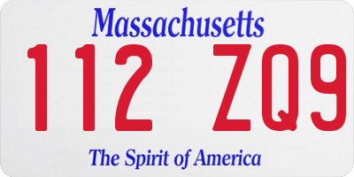 MA license plate 112ZQ9