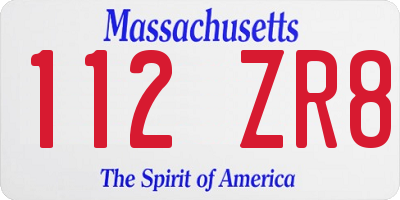 MA license plate 112ZR8
