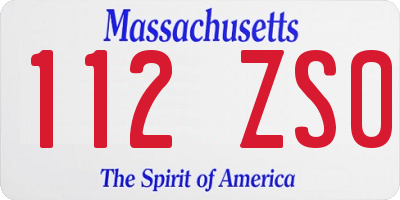 MA license plate 112ZS0