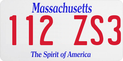 MA license plate 112ZS3