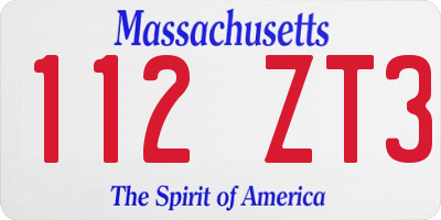MA license plate 112ZT3