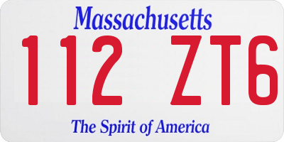 MA license plate 112ZT6