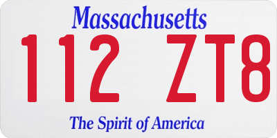 MA license plate 112ZT8