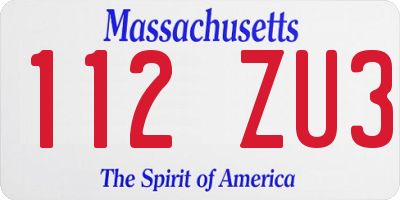 MA license plate 112ZU3