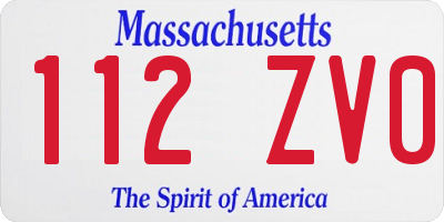 MA license plate 112ZV0
