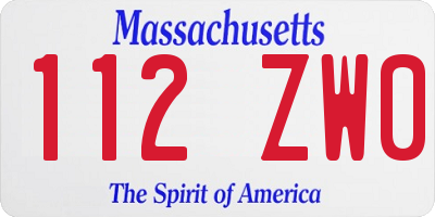 MA license plate 112ZW0