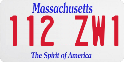 MA license plate 112ZW1