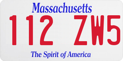 MA license plate 112ZW5