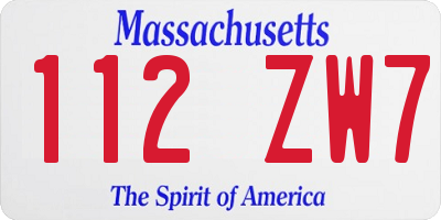 MA license plate 112ZW7