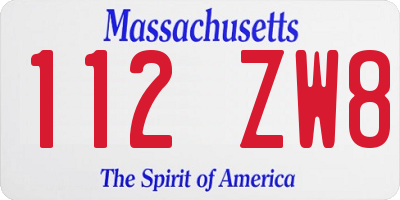 MA license plate 112ZW8
