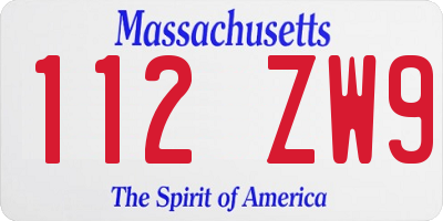 MA license plate 112ZW9