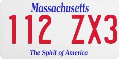 MA license plate 112ZX3