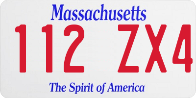 MA license plate 112ZX4