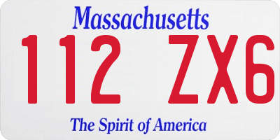 MA license plate 112ZX6