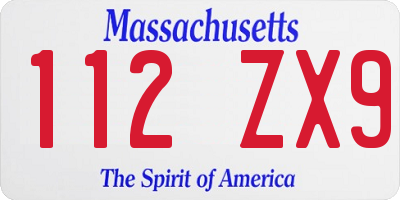 MA license plate 112ZX9